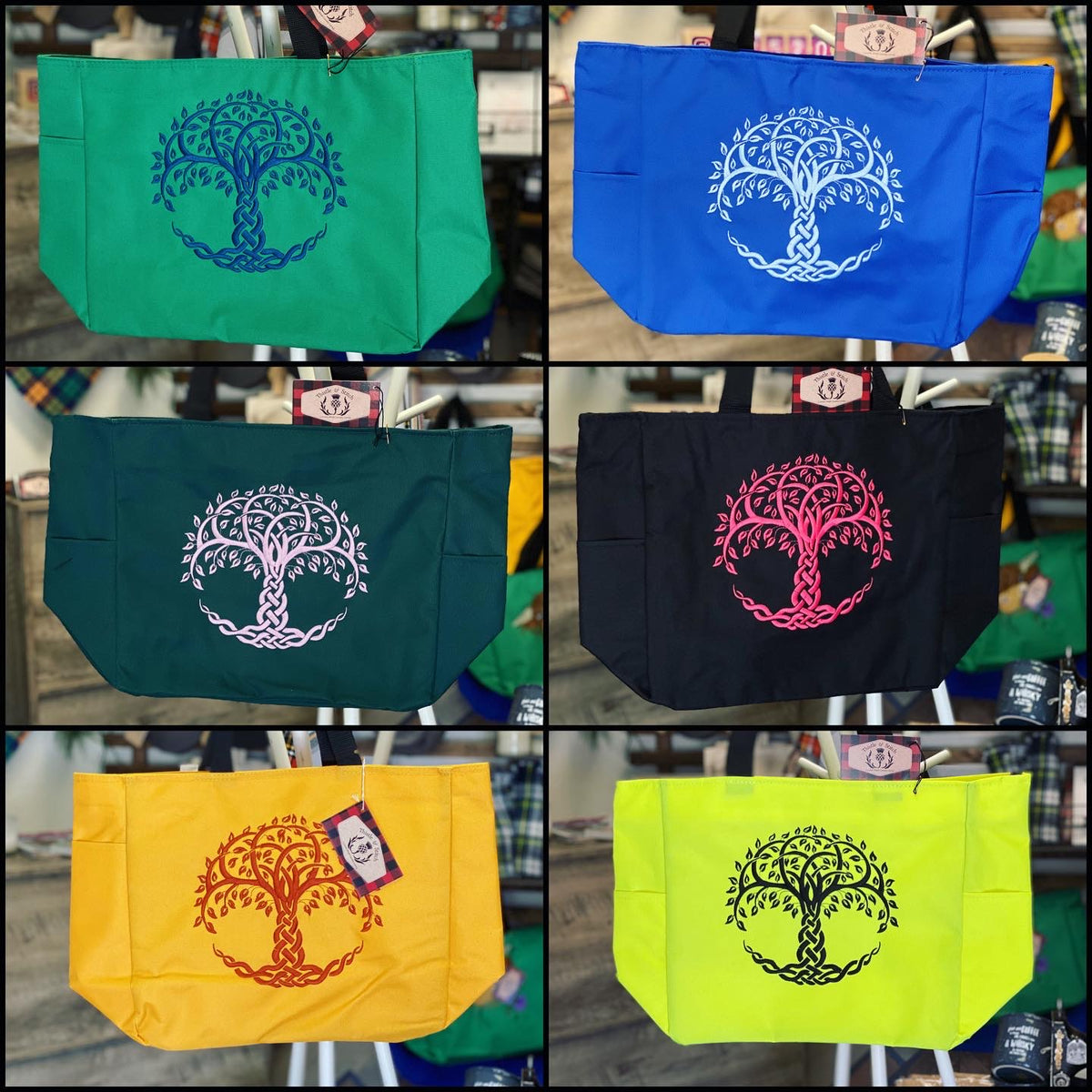 Celtic Knot Tree of Life Embroidered Heavy Canvas Tote Bag