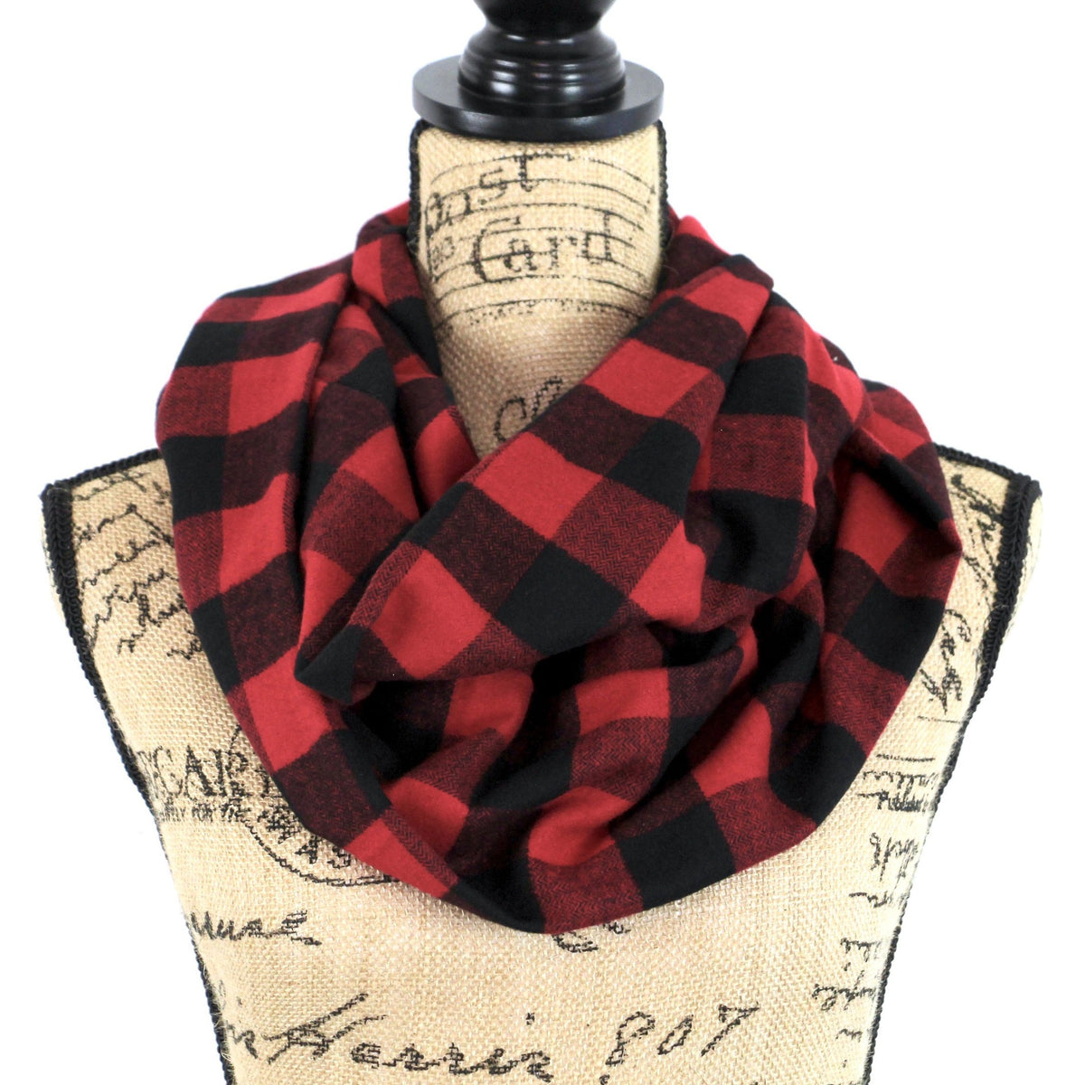 Lindock Flannel Tartan Scarf, 100% Cotton, 42 Square Scarf, Red Plaid