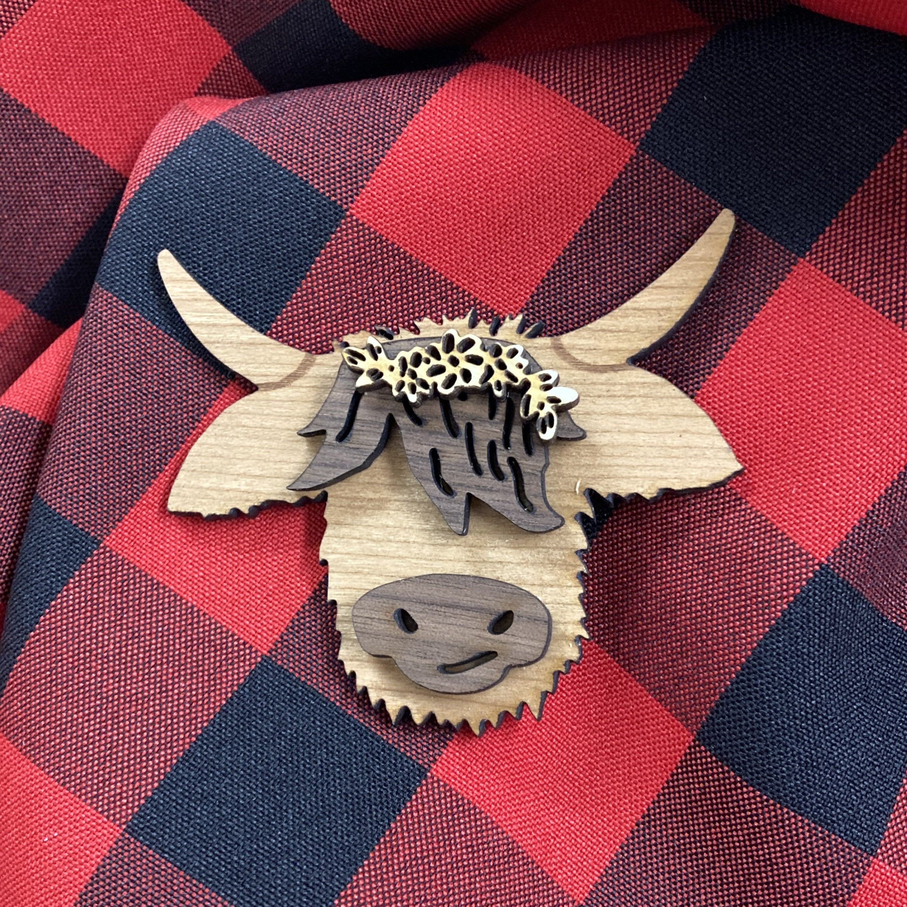 Highland Coo Layered 3-D Wooden Magnets by Acorn & Fox