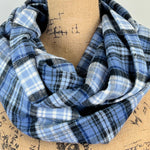 Blue, Black, and White Luxe Collection Plaid Infinity and Blanket Scarves