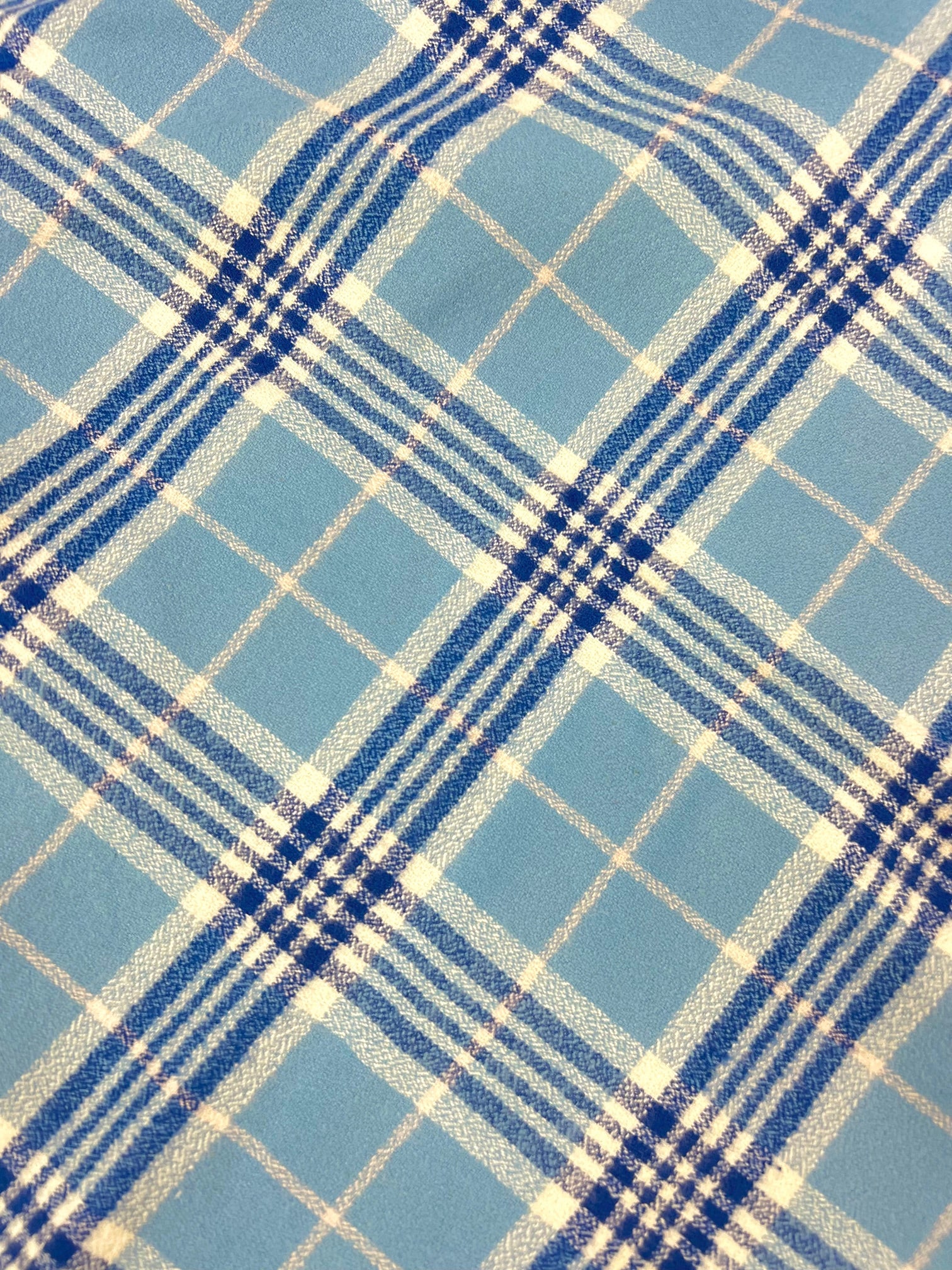 Sky Blue, Royal, and Ivory 100% Organic Cotton Plaid Infinity and Blanket Scarves