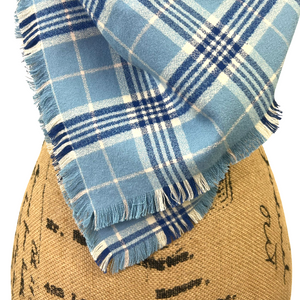 Sky Blue, Royal, and Ivory 100% Organic Cotton Plaid Infinity and Blanket Scarves