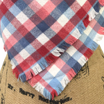 Americana Red, White, and Blue Small Square Check 100% Organic Cotton Plaid Infinity and Blanket Scarves