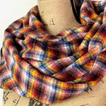 Sunflower Yellow, Berry Purple, Cobalt Blue, Dusty Pink, Black and White Luxe Collection Plaid Infinity and Blanket Scarves