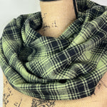 Mossy Green and Black Luxe Collection Plaid Infinity and Blanket Scarves