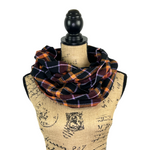 Black, Cherry Cola Purple, and Orange Luxe Collection Plaid Infinity and Blanket Scarves