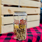 Red Hair Don't Care 16oz Clear Beer Can Glass with Bamboo Lid and Straw