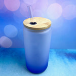 Botanical Thistle 16oz Frosted Beer Can Glass with Bamboo Lid and Straw