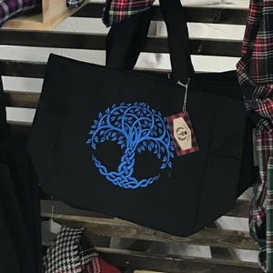 Celtic Knot Tree of Life Embroidered Heavy Canvas Tote Bag